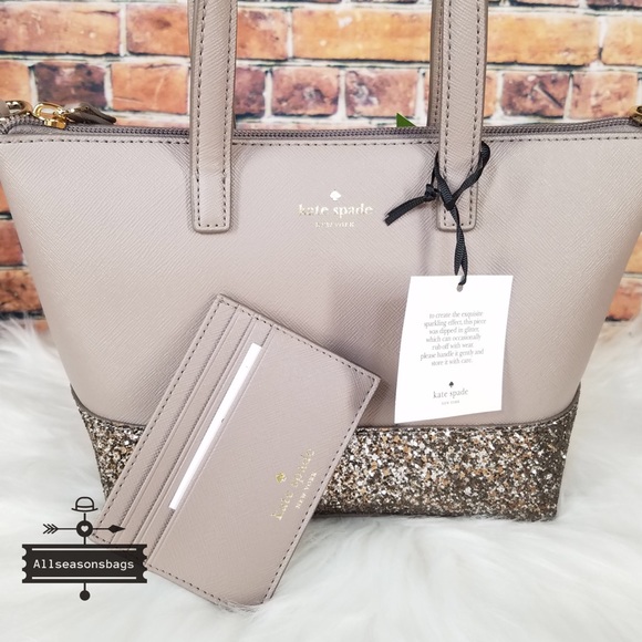 Kate spade Ina Greta Satchel grey card case SET - Picture 2 of 8